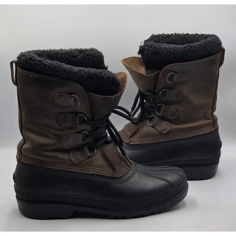 Sorel Caribou Snow Boots Men's 8/41 Winter Duck Waterproof Brown Insulated Warm